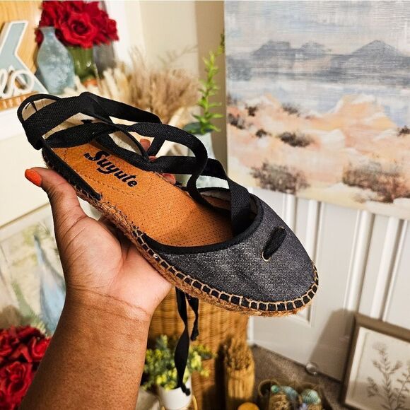 Suyute Canvas Espadrille With Ankle Wrap Loafers. - Picture 10 of 15